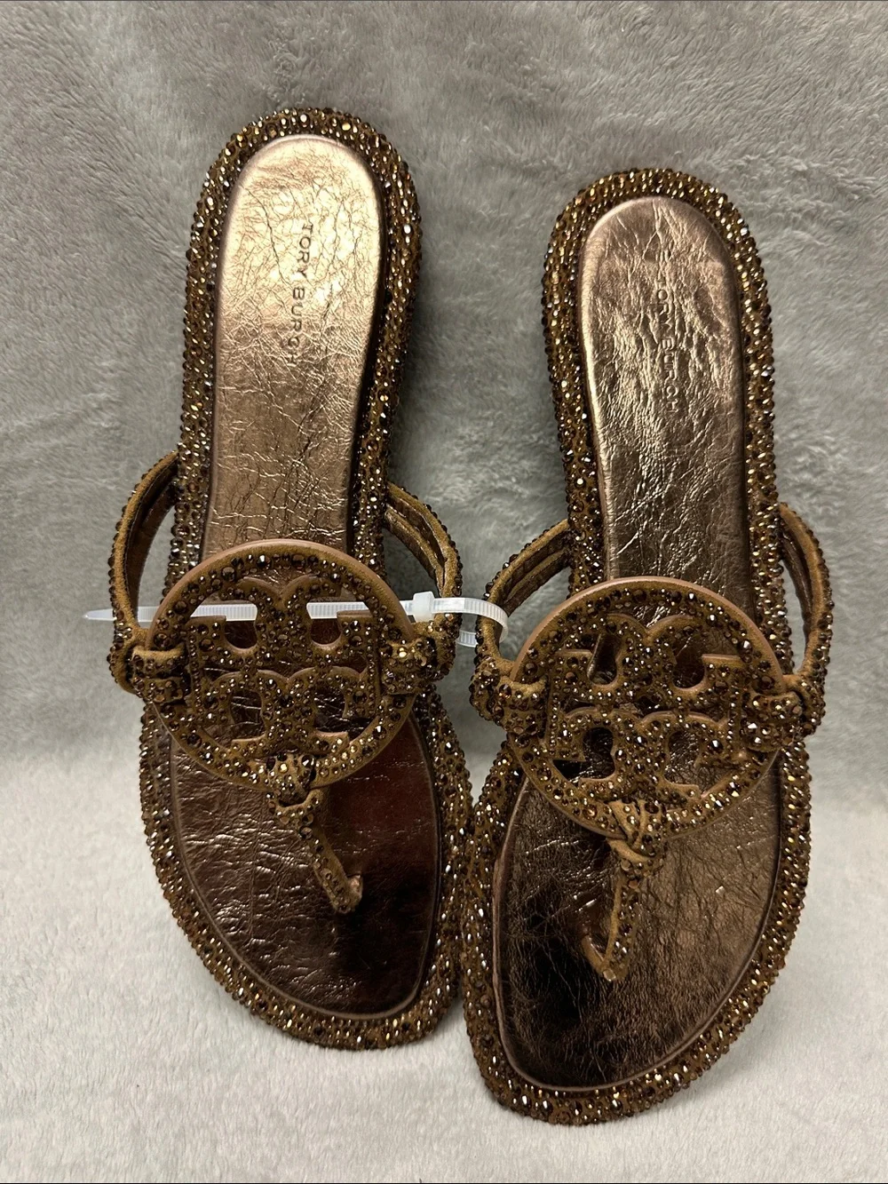 Tory Burch Miller Knotted Crystal Flip Flops Sandals Size 11